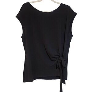 Vince Camuto Side Tie Top Black L Sleeveless Minimalist Workwear Chic Court Core
